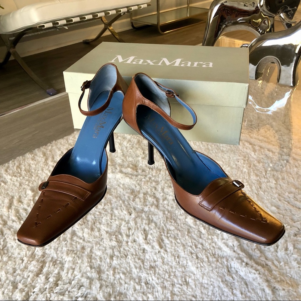 Max Mara Stilettos size 37.5 in caramel brown